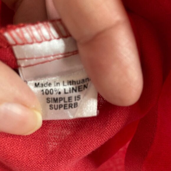 Womens Flax V Neck Linen Tunic Red M 3/4 Sleeve Linen - Picture 8 of 9